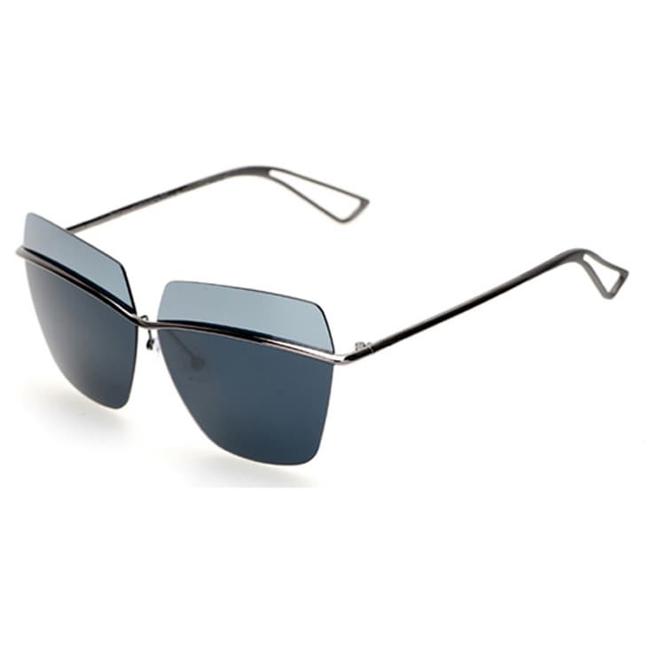 Cool Large Sqaure Rimless Metallic Sunglasses Polarized